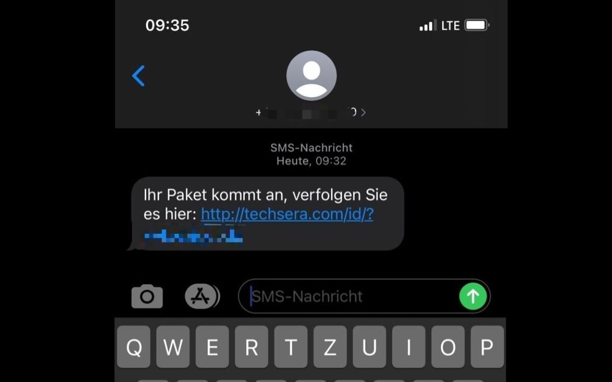 Eine Fake-SMS mit einem Schadlink kündigt eine angebliche Paketlieferung an Eine Fake-SMS mit einem Schadlink kündigt eine angebliche Paketlieferung an